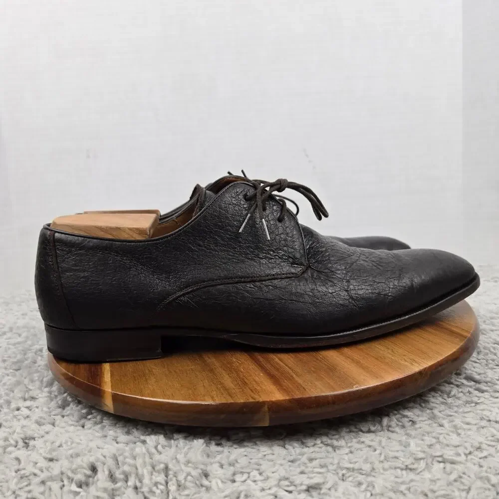 Mezlan Men 12M Escorial Brown Peccary Leather Derby Oxford Plain Toe Dress Shoe